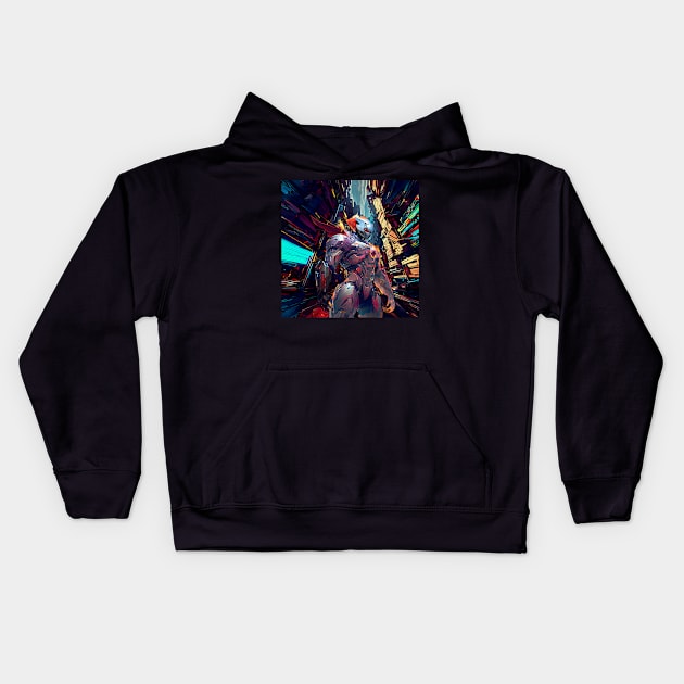 Cyberpunk Warrior Juggernaut Kids Hoodie by THE AVENUE BAY